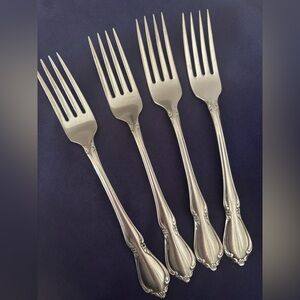 Oneida Chateau Set of 4 Dinner Forks Oneidacraft Deluxe Stainless Flatware